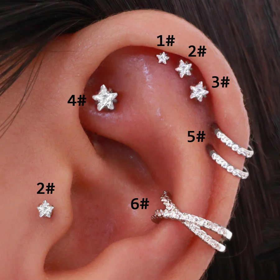Body Jewelry Hoops - Helix Piercing Star Earrings Women 1pc
