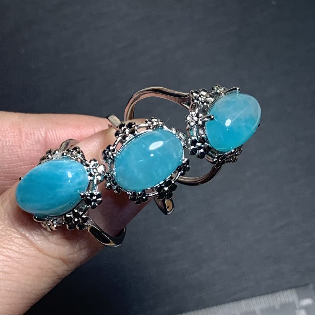 Body Jewelry High Quality - 46 Natural Amazonite Ring Adjustable Female