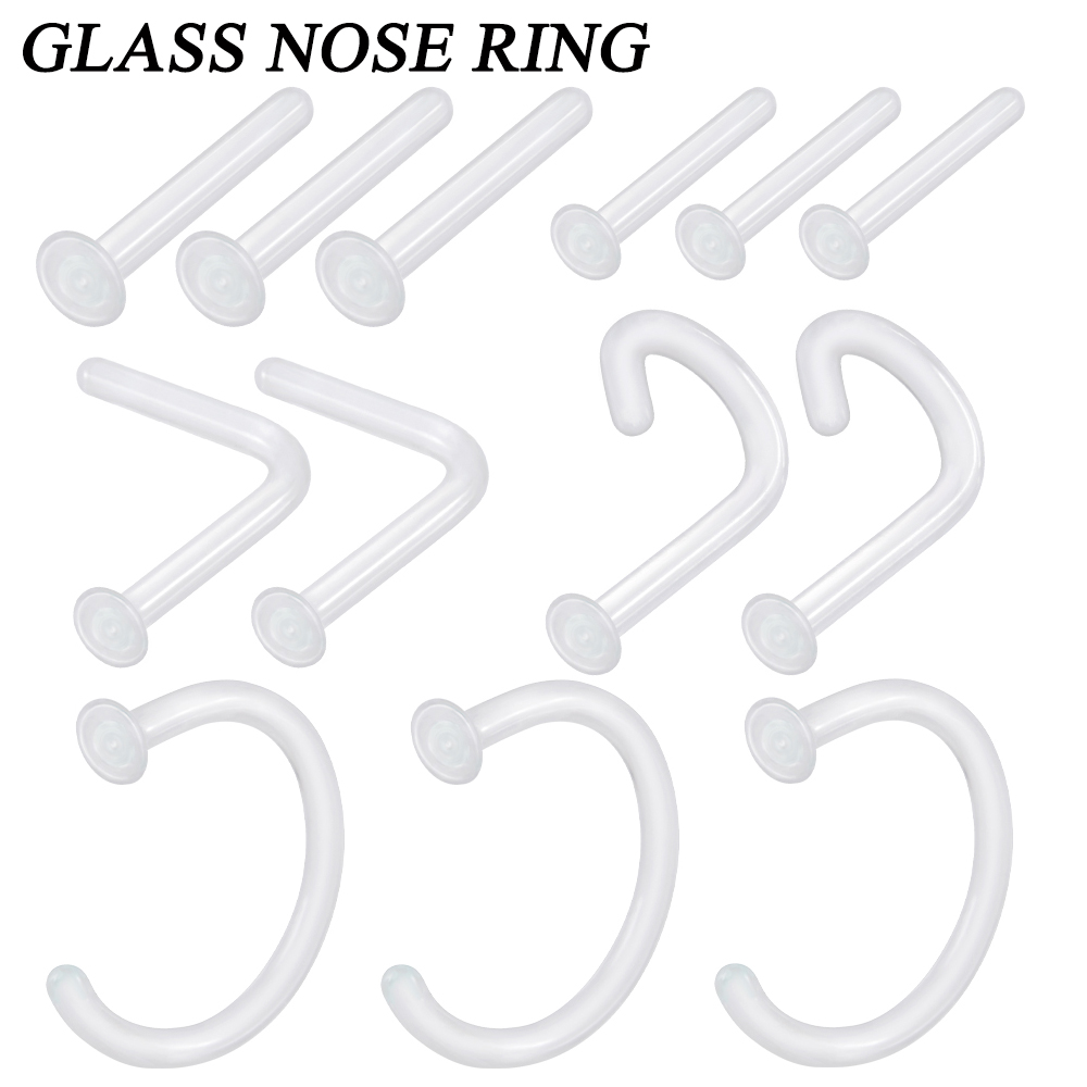 Body Jewelry Holder - 1PC Glass Nose Stud Transparent Glass