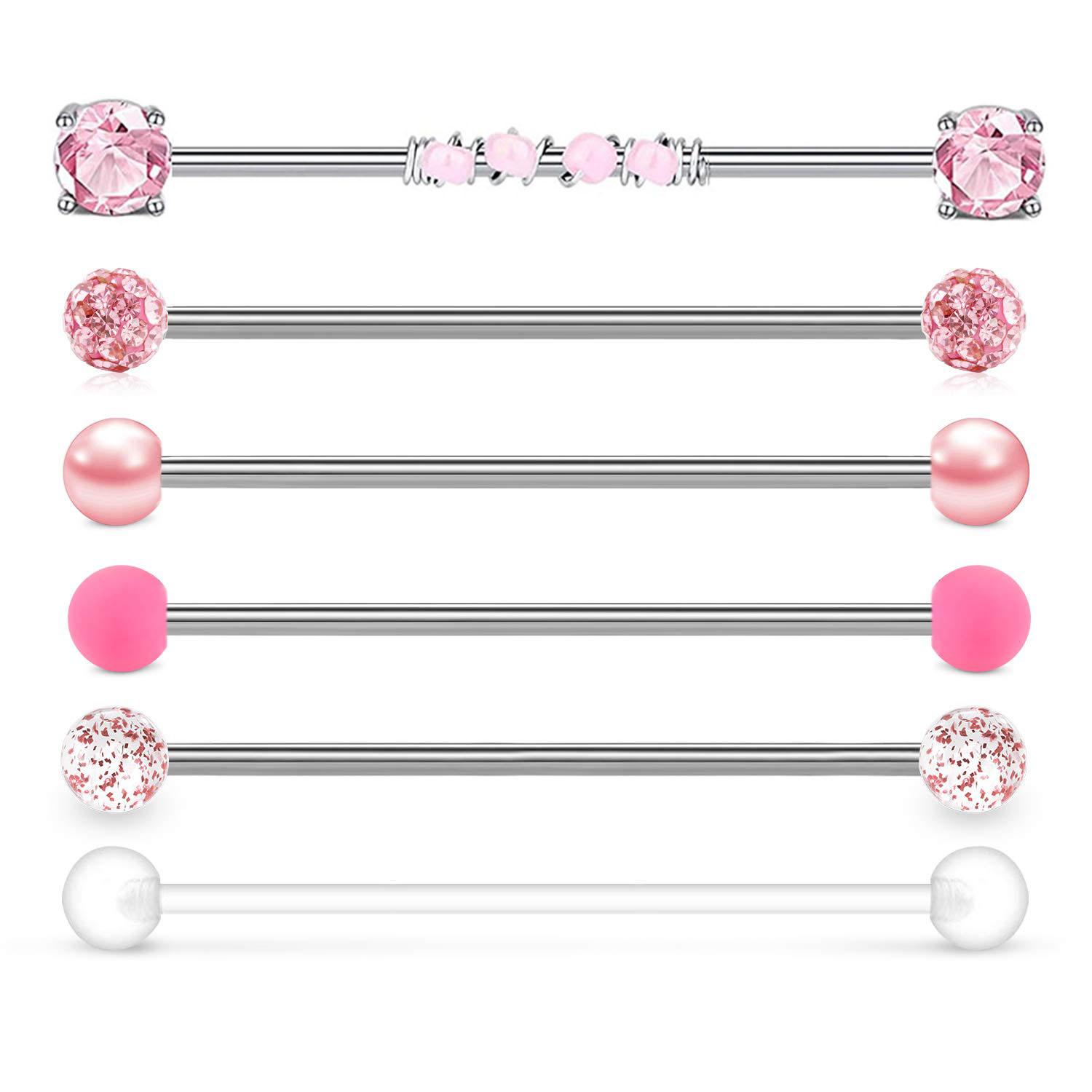 Body Jewelry Cartilage Earrings - 1pc/6pcs 14G 38mm Stainless Steel Industrial