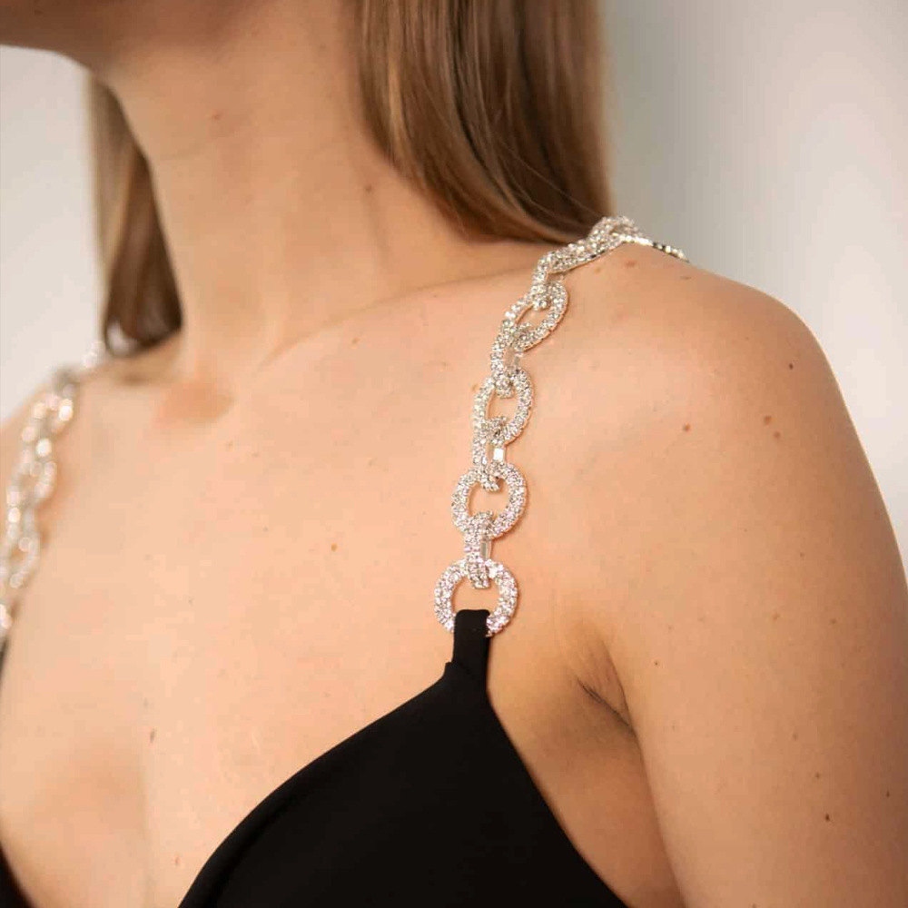 Body Jewelry Hoops - Rhinestone Bra Straps for Women Sparkly
