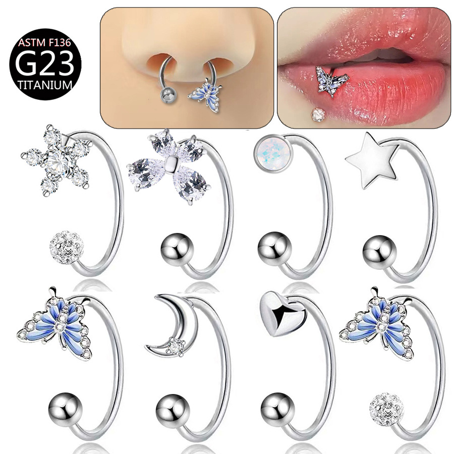 Body Jewelry Earrings - ASTM F136 Titanium Butterfly Lip Ring