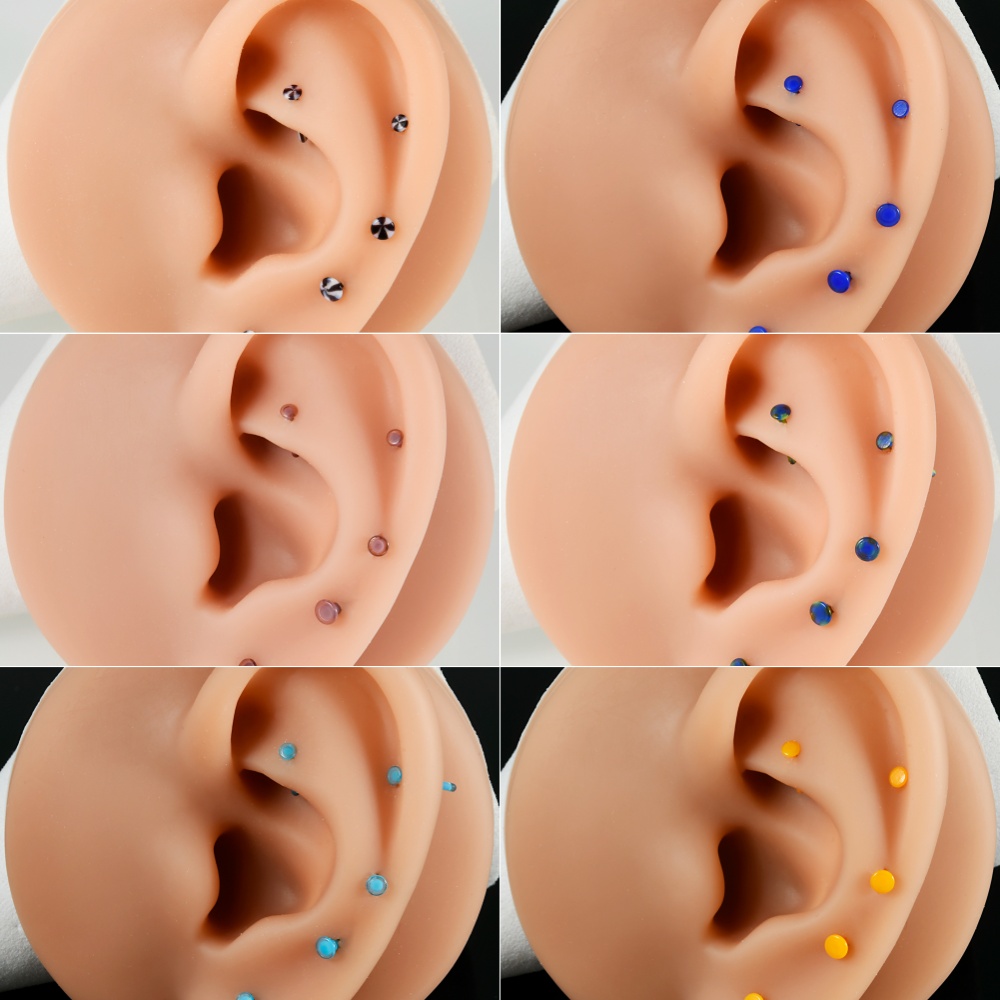 1PC Glass Nose Stud Polychrom  - Body Jewelry Holder recension och pris