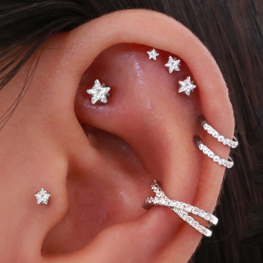 Helix Piercing Star Earrings W - Body Jewelry Hoops recension och pris