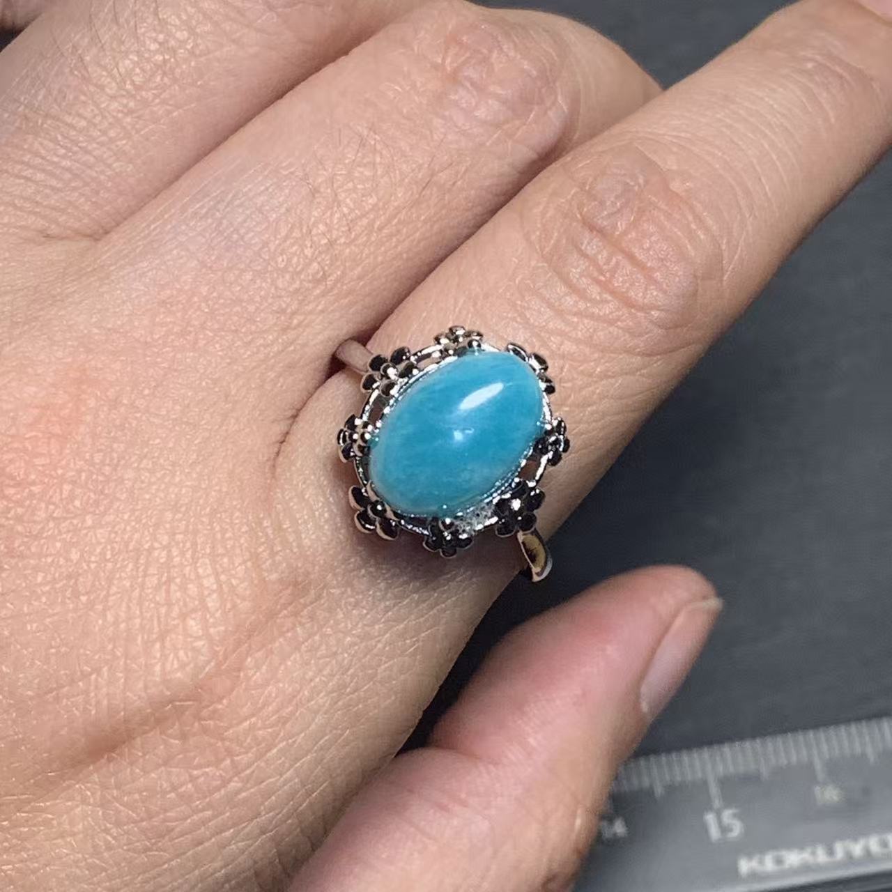 46 Natural Amazonite Ring Adju - Body Jewelry High Quality recension och pris