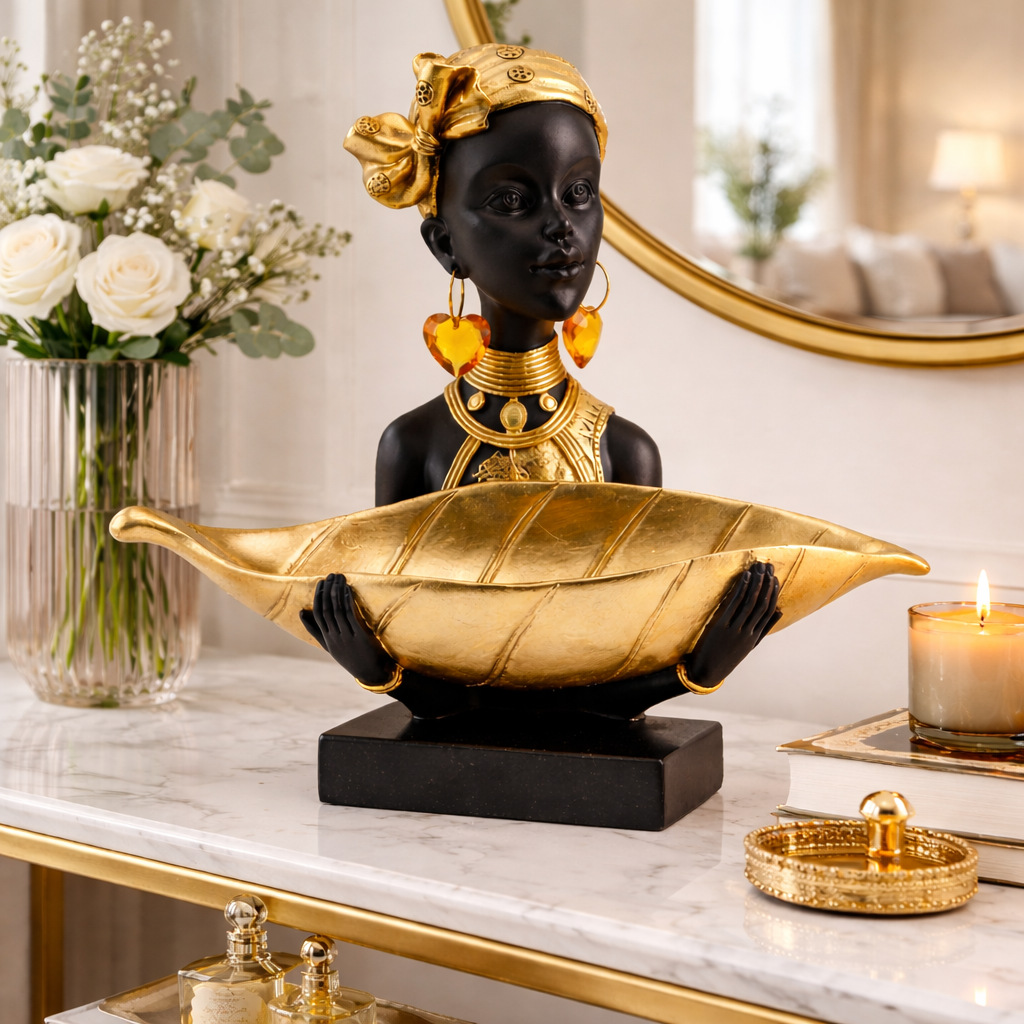 African Woman Bust Storage Tra - Body Jewelry Holder recension och pris