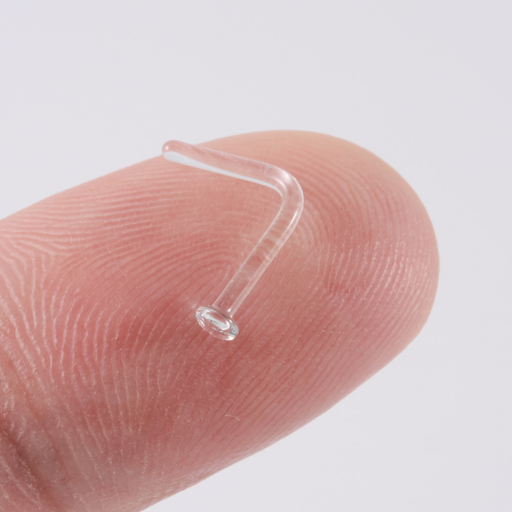 1PC Glass Nose Stud Transparen - Body Jewelry Holder recension och pris