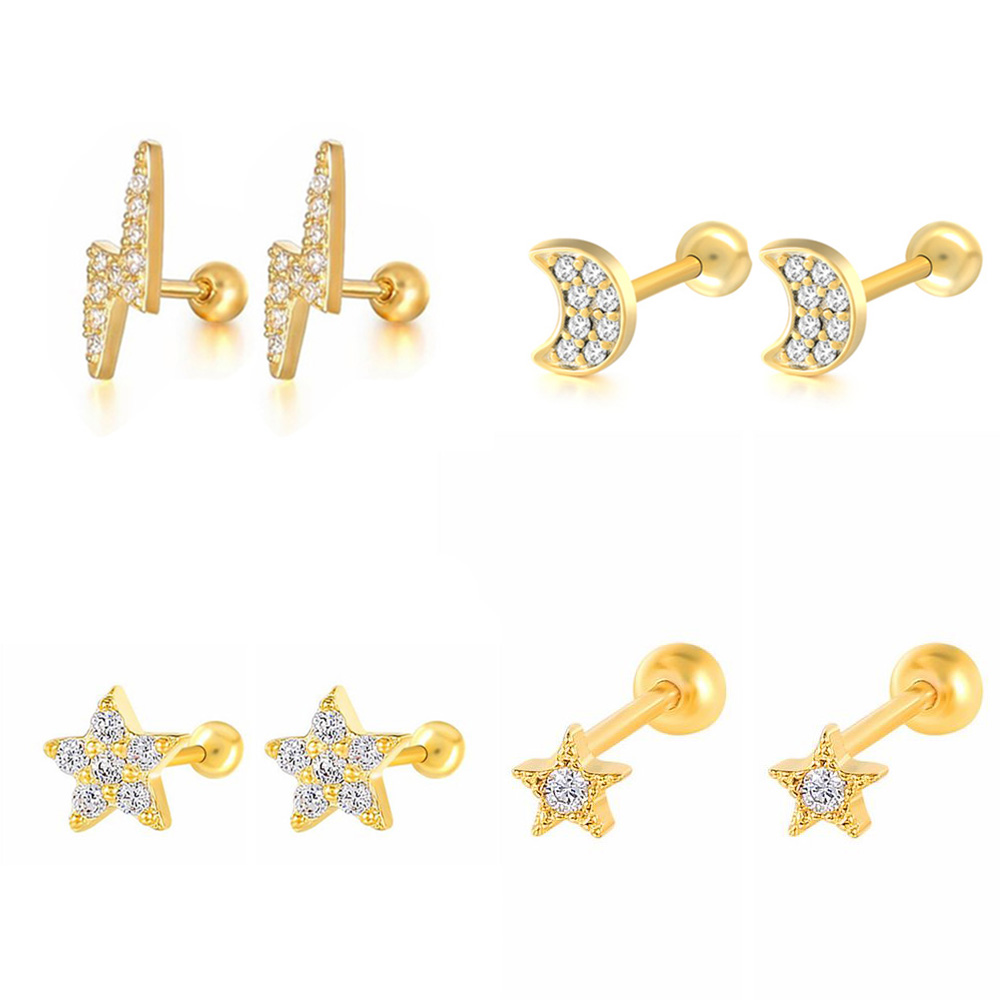 1PC Star Moon Lightning Zircon - Body Jewelry Cartilage Earrings recension och pris
