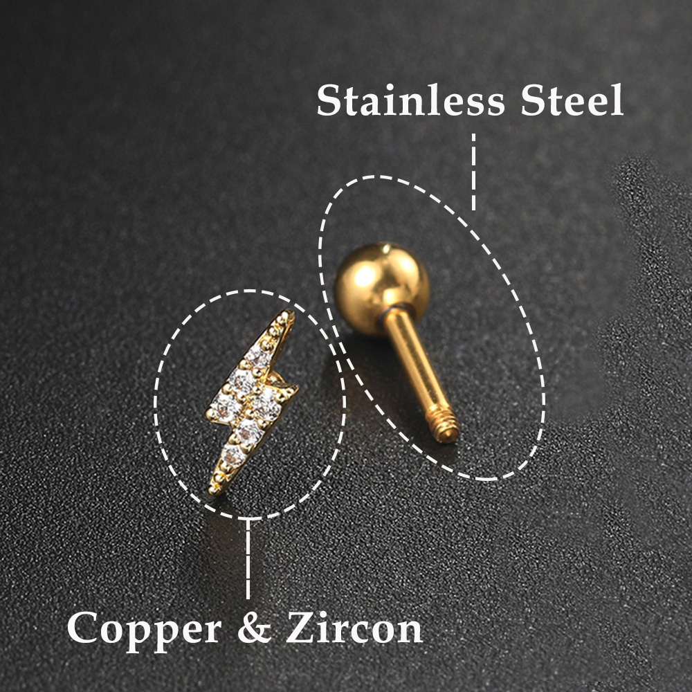 1PC Star Moon Lightning Zircon - Body Jewelry Cartilage Earrings recension och pris