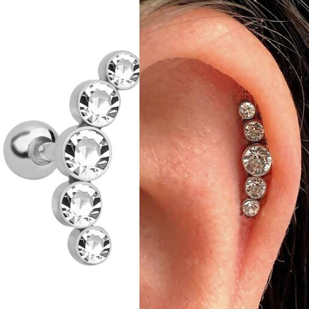 1Pcs Fashion 16G Crystal Gem O - Body Jewelry Cartilage Earrings recension och pris
