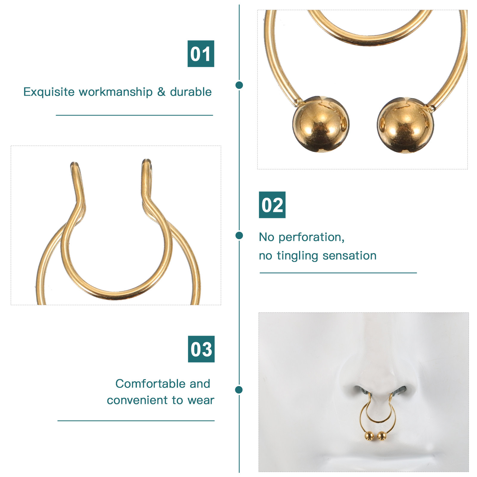 6Pcs Fake Septum Rings Antler  - Body Jewelry Ideas recension och pris