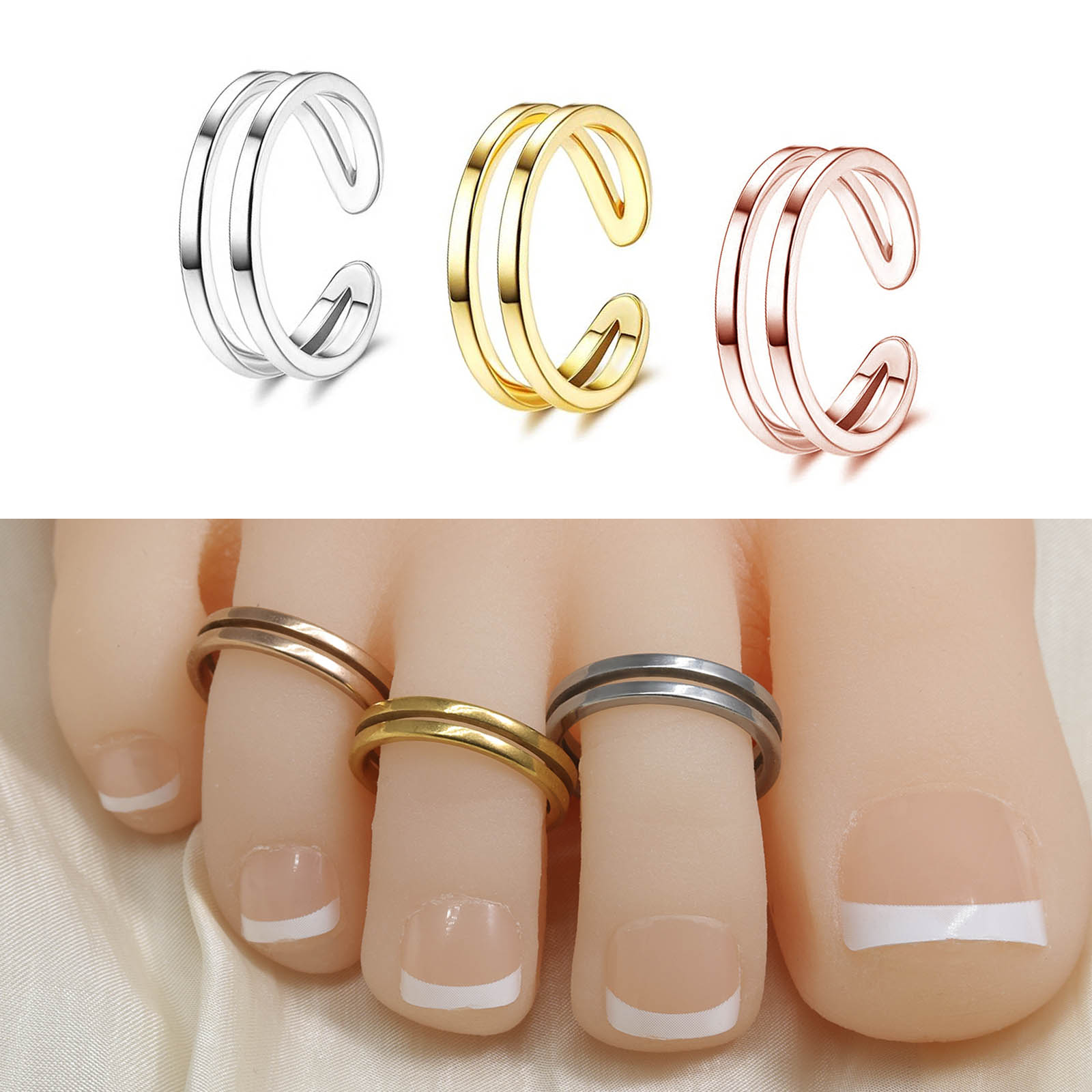 Adjustable Double Layer Toe Ri - Body Jewelry Hoops recension och pris