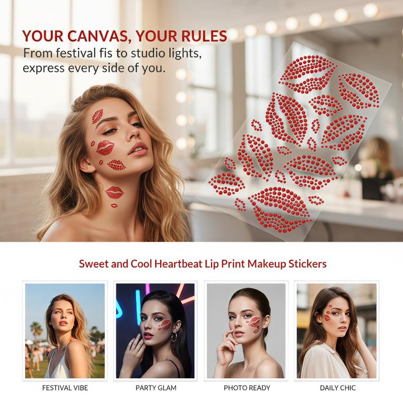 1 Sheet Realistic Red Kiss Lip - Body Jewelry Stickers recension och pris