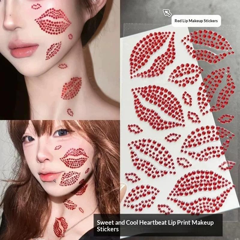 1 Sheet Realistic Red Kiss Lip - Body Jewelry Stickers recension och pris
