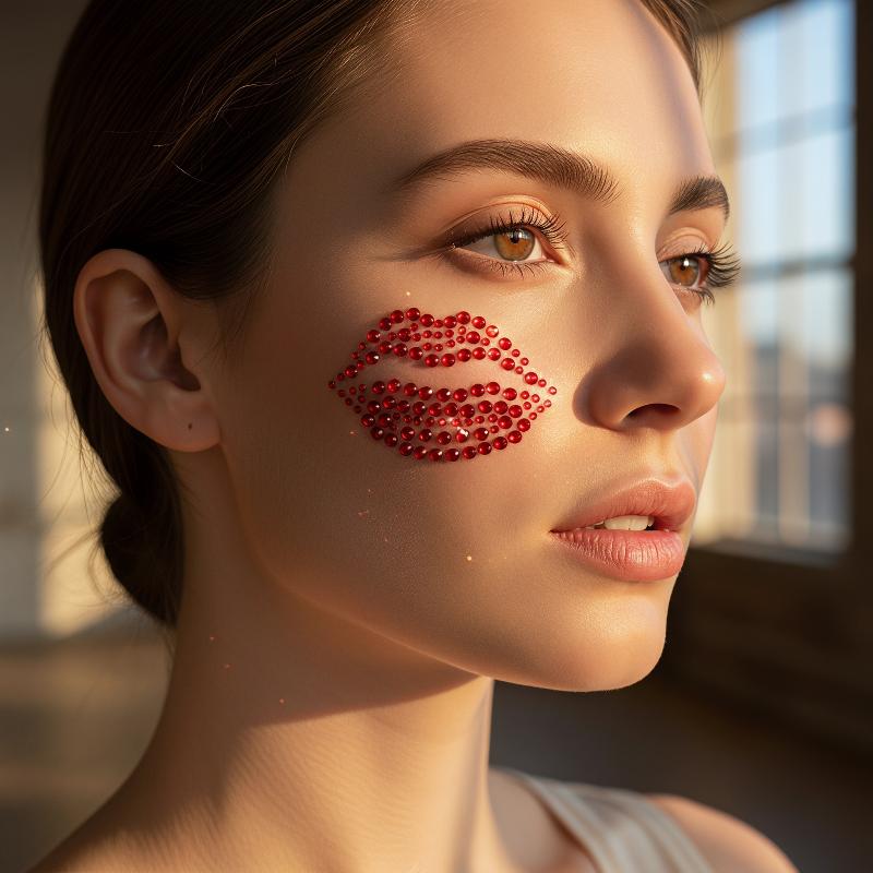 1 Sheet Realistic Red Kiss Lip - Body Jewelry Stickers recension och pris