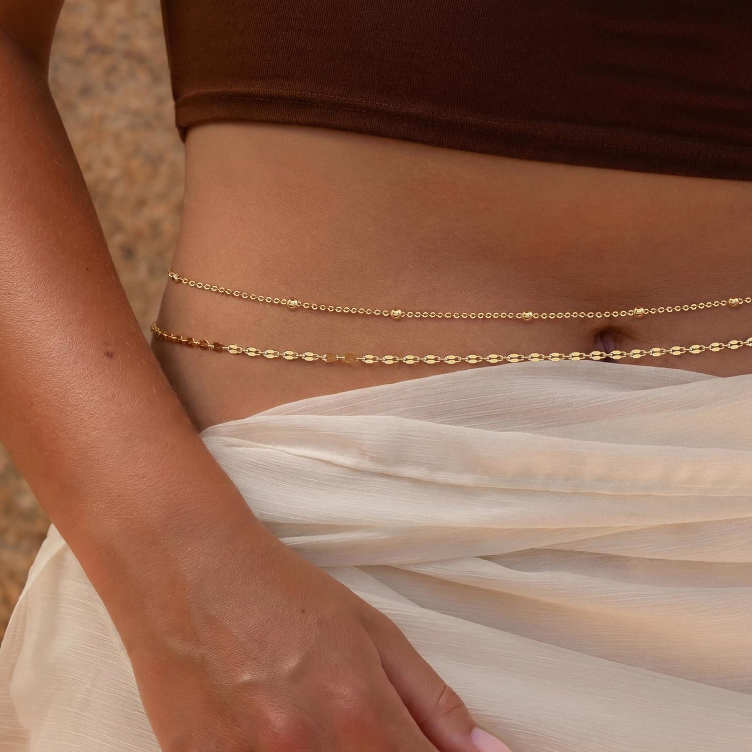 14K Gold Plated Waist Chain Wo - Body Jewelry Ends recension och pris