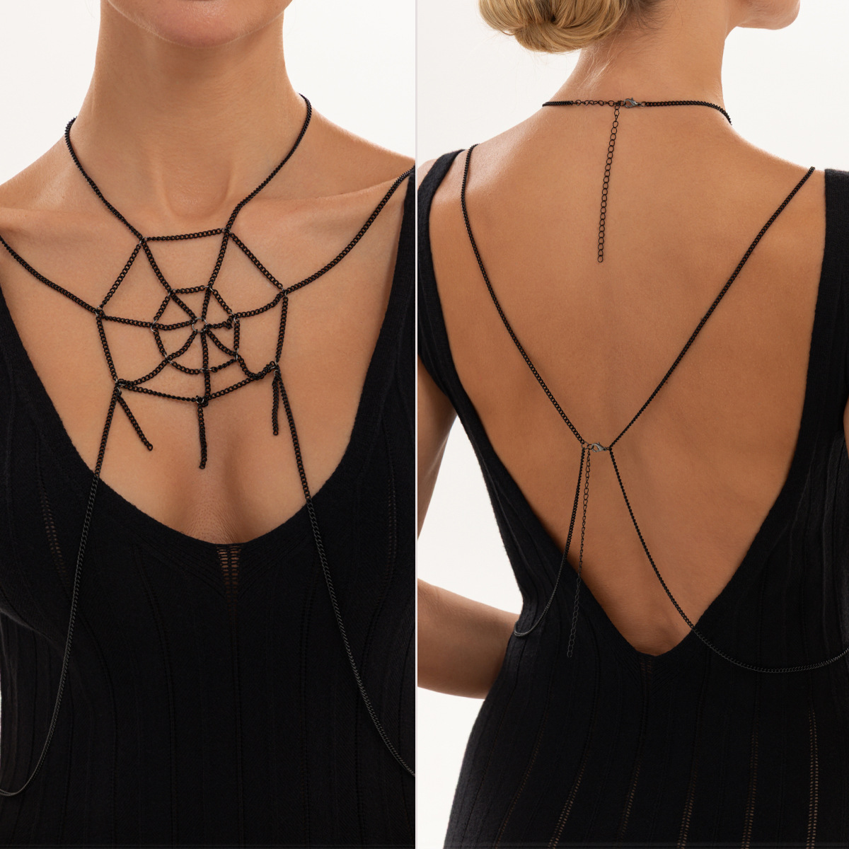 Gothic Black Chain Body Neckla - Body Jewelry Harness recension och pris